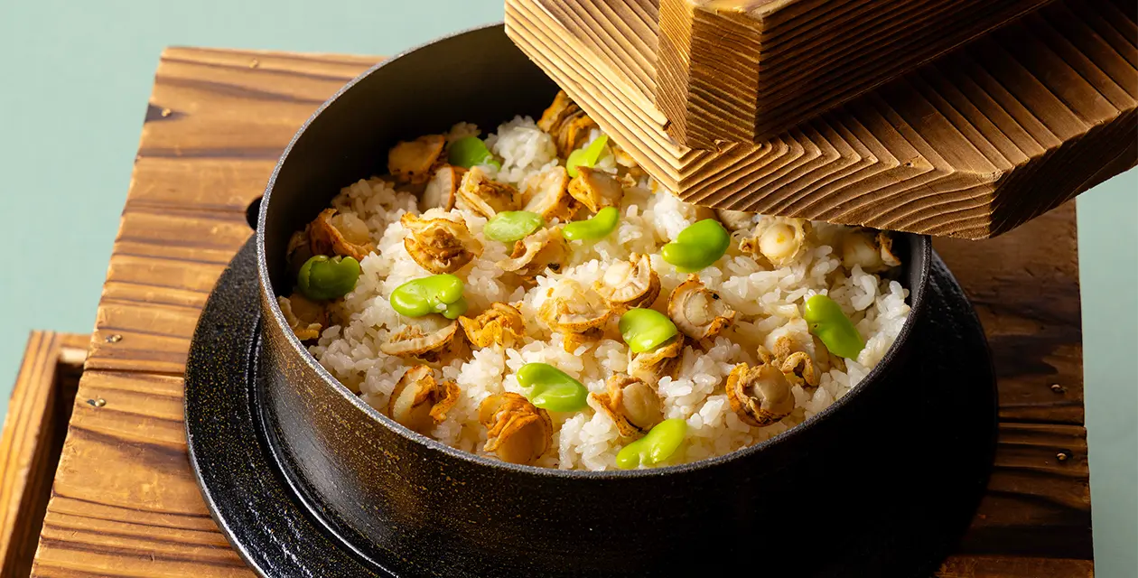 帆立とそら豆の炊き込みご飯